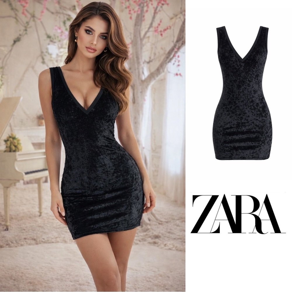 Zara Collection Felt Shimmer Tank Dress